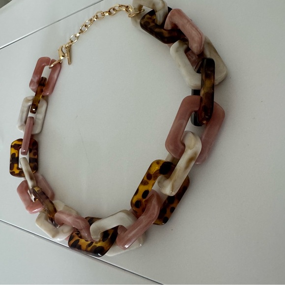 Isadora necklace chain link 🔗 pink brown white crystal look style chained gold - Picture 7 of 10